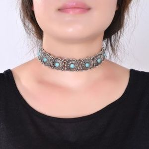 SOLD Run Wild Round Choker Turquoise Tribal Hippie